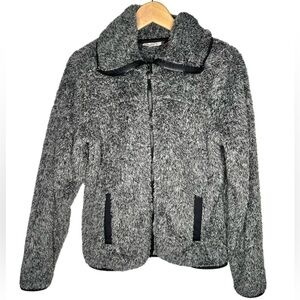 Womens So Heritage Gray And Black faux fur full zip jacket Sz S